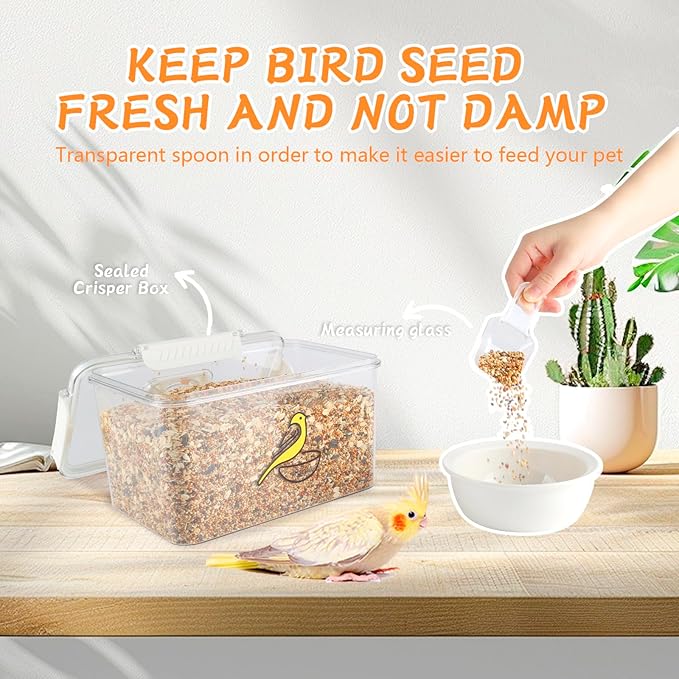 Large Capacity Bird Seed Storage Container,131 oz Airtight Pet Food Storage Containers with Scoop,Bird Food Container with Handle for Wild Bird Feeders Birds Parakeets Finches Food Mealworms Storage