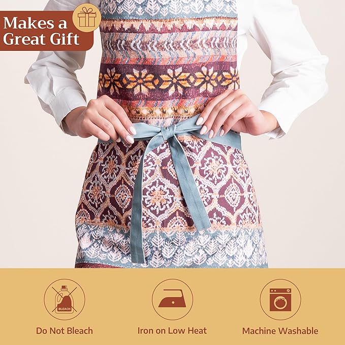 Maison d' Hermine 100% Cotton Apron for women with Pocket Kitchen Chef Apron for Men Cooking Easter Decorations
