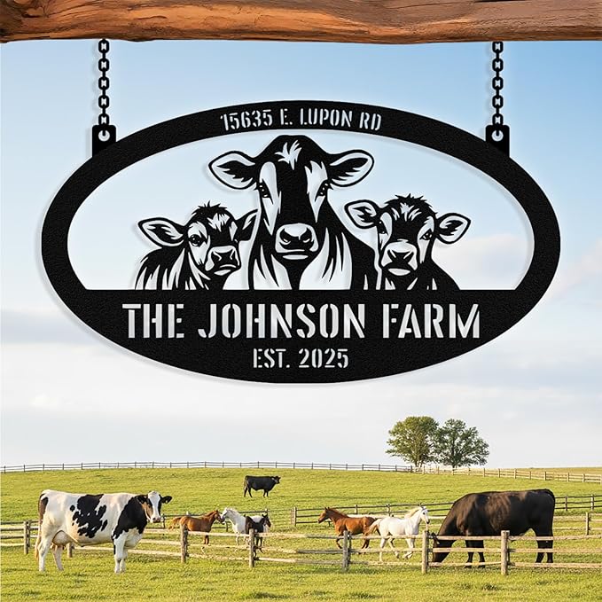 Personalized Farm Goat Metal Sign, Custom Goat Barn Sign, Customized Farm Metal Signs Outdoor, Custom Large Hanging Family Name Signs for Farms, Ranch, Barn, Farmhouse