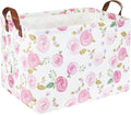 Rose Pink Baby Basket Nursery Baskets Girl Baby Storage Bins Rectangular Cute Kids Toy Storage Bin Organizer Book Shelf Basket Rose Room Decor(Pink Rose)