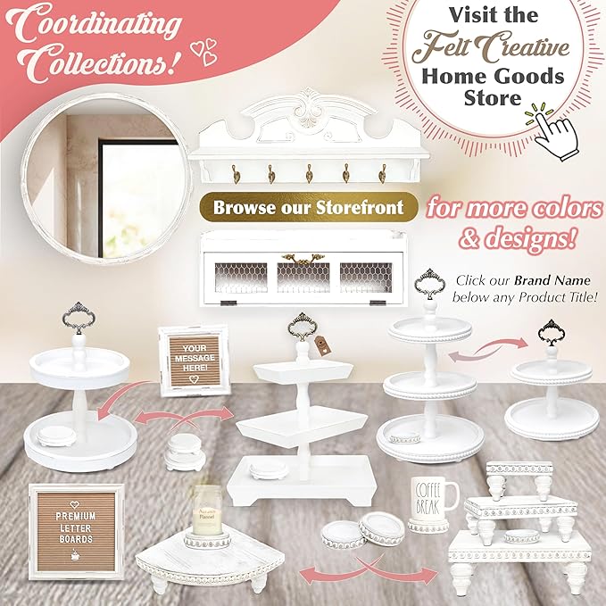 Felt Creative Home Goods Farmhouse Chicken Wire Countertop Shelving Organizer, Decorative Kitchen Pantry Storage Cabinet, Rustic Counter Storage Display, Country Kitchen Island Decor (White)