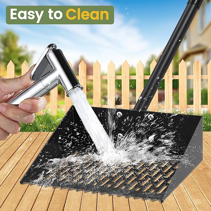 Alloy Steel Chicken Poop Scooper for Sand - 15.7” Extra Large Chicken Coop Scoop - Simplified Cleaning 40-67” Poop Scoop with Adjustable Handle