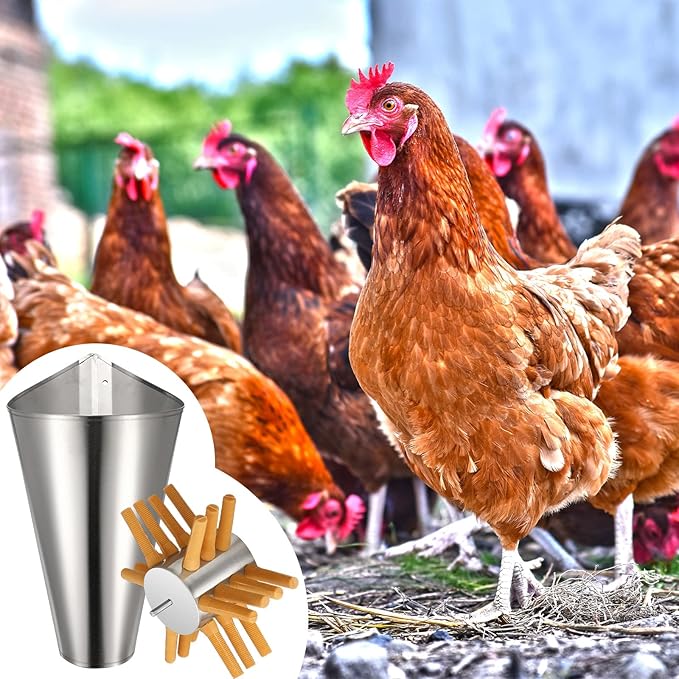 2 Pcs Chicken Plucker Drill Attachments Kit Include Stainless Steel Poultry Restraining Cone and Chicken Plucker Drill 21 Fingers Chicken Plucker Machine Bleeding Funnel for Farm Slaughter Equipment