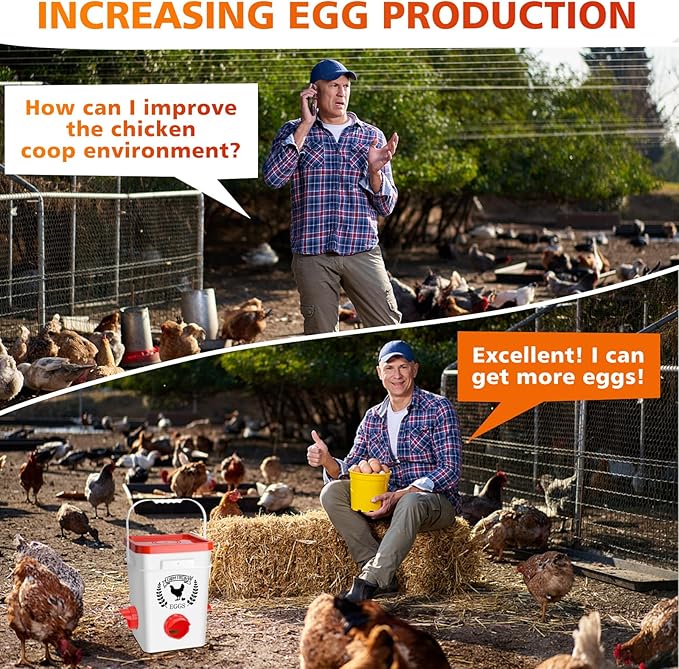 Tgeyd 5Gal/25Lb Large Chicken Feeder and Waterer Set (Rain Proof/No Waste), with S-Hooks for Easy Hanging