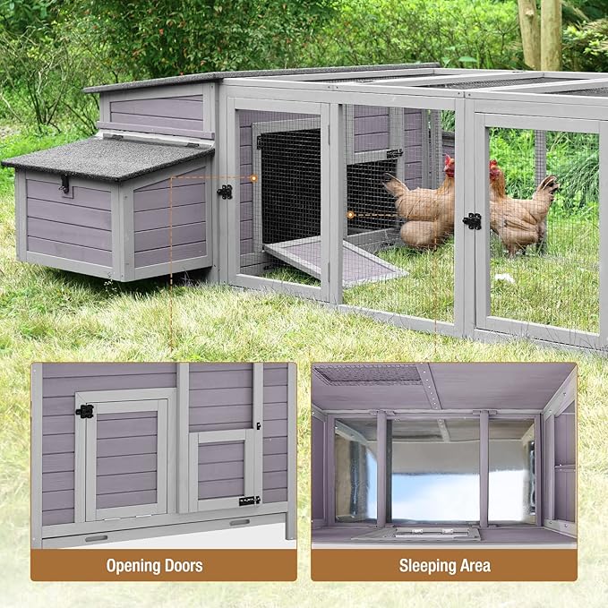 GUTINNEEN Chicken Coop 103" Large Duck Coop with Run Outdoor Chicken House with Nesting Box, 4-6 Chickens