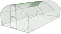 Large Metal Chicken Coop, Walk-In Poultry Cage, Chicken Run Pen House With Reinforcement & Waterproof & Anti-Ultraviolet Cover Chicken Coop Run With Double Lockable Doors for Outdoor 9.8 x 19.7X 6.6ft