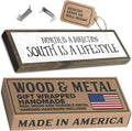Wood & Metal Southern Sign – Weatherproof Indoor Outdoor Wall Decor – Rustic Charm with "North Is A Direction South Is A Lifestyle" – Gift-Wrapped & Ready to Give