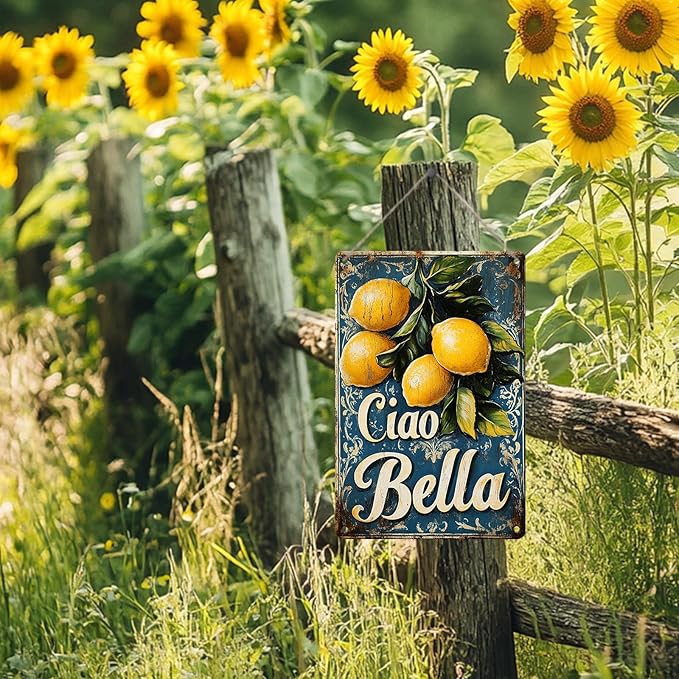 Ciao Bella Lemon Tree Vintage Metal Decor Plaque Sign Wall Art for Bedroom Office Home Coffee Wall Decor 12x16inch