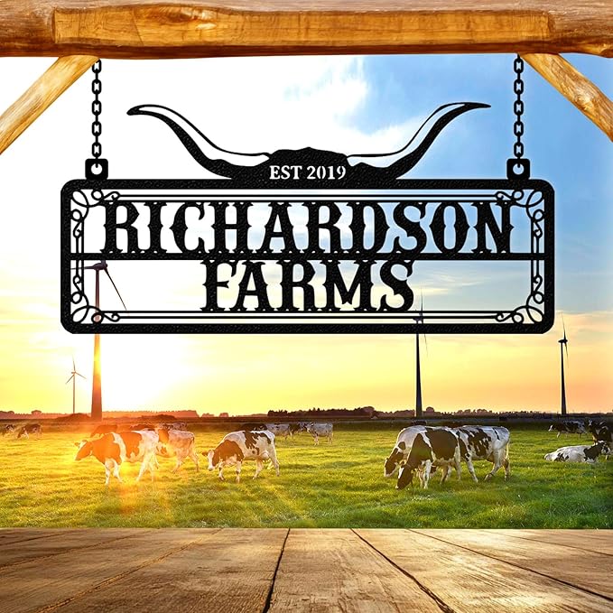 Personalized Farm Sign, Custom Farm Metal Signs Outdoor, Custom Ranch Sign, Customized Family Name Metal Signs for Farms, Ranch, Barn, Farmhouse, Housewarming Gifts