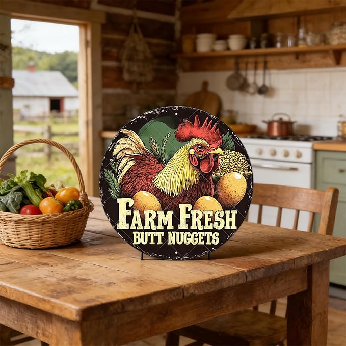 Vintage Chicken Coop Metal Tin Sign Rustic Farm Fresh Eggs Wall Art Antique Farmhouse Kitchen Decor Outdoor Garden Plaque Retro Ornament 12 Inch