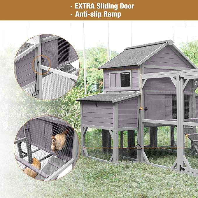 Chicken Coop Cage, Large Hen House with Run Outdoor Poultry Cage for 8-10 Chickens, Super Large (XX-Large)