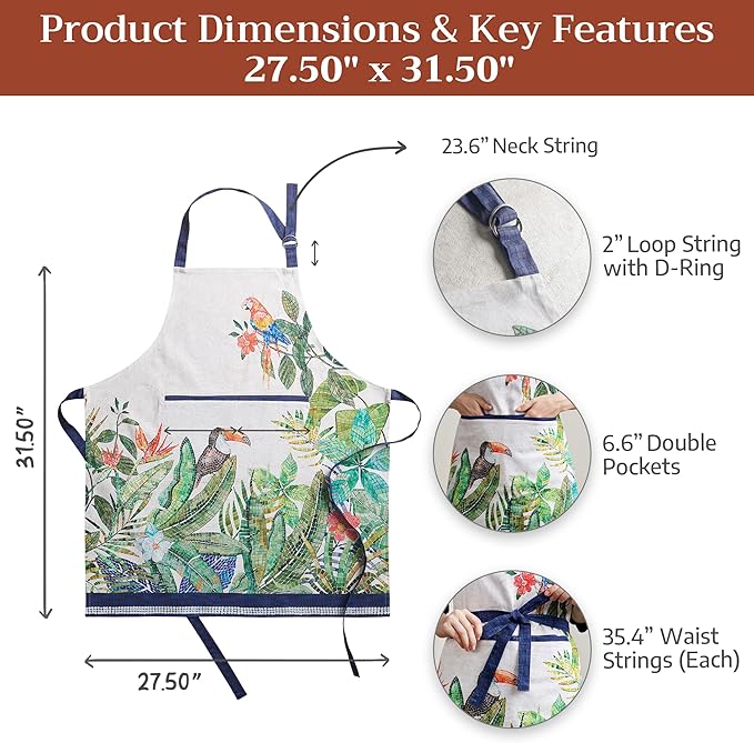 Maison d' Hermine 100% Cotton Apron for women with Pocket Kitchen Chef Apron for Men Cooking Easter Decorations