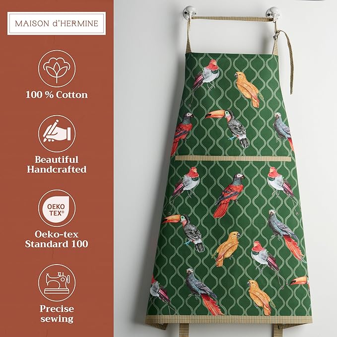 Maison d' Hermine 100% Cotton Apron for women with Pocket Kitchen Chef Apron for Men Cooking Easter Decorations