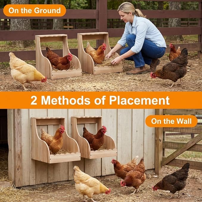 Single Compartment Hens Nesting Box, 14.5 x 13.75 x 13 Inch Wood Chicken Laying Eggs Boxes, Large Heavy Duty Chicken Coop Nest Box Accessories for Duck Birds Poultry, Easy Assembly