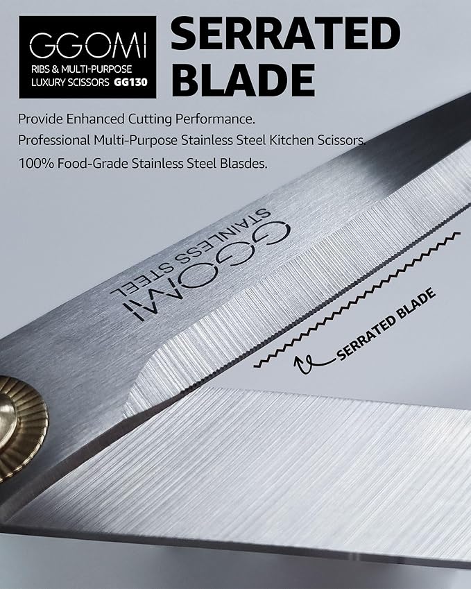 Korean Barbecue Kalbi Rib Meat Cutting Shears/Serrated 3T Blade/Quality Stainless Steel Scissors Large 10 1/4 Inches