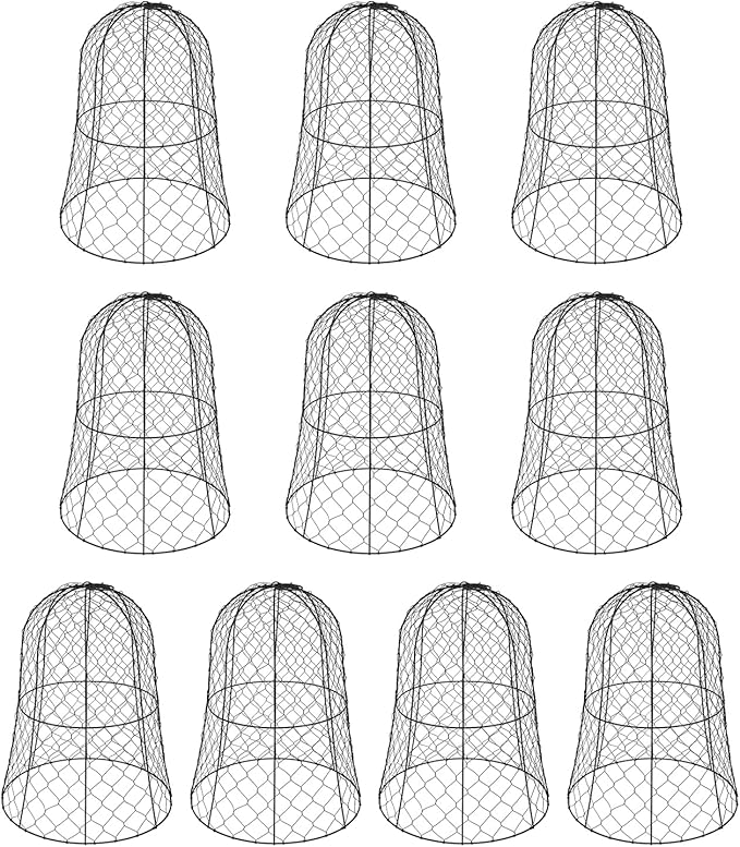 YIYIBYUS Garden Chicken Wire Cloche, 12.99" Diameter x 15.75" Height Plant Protective Covers Metal Cage Plant Protector Cover for Gardens, Parks, Yards, Balconies, Farms (10pcs, Black)