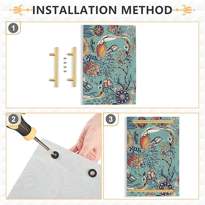 Bathroom Vanity Tray Counter Organizer, Floral and Bird Pattern Turquoise Decorative Tray with Handles Countertop Storage for Bathroom Bedroom Kitchen Home Farmhouse