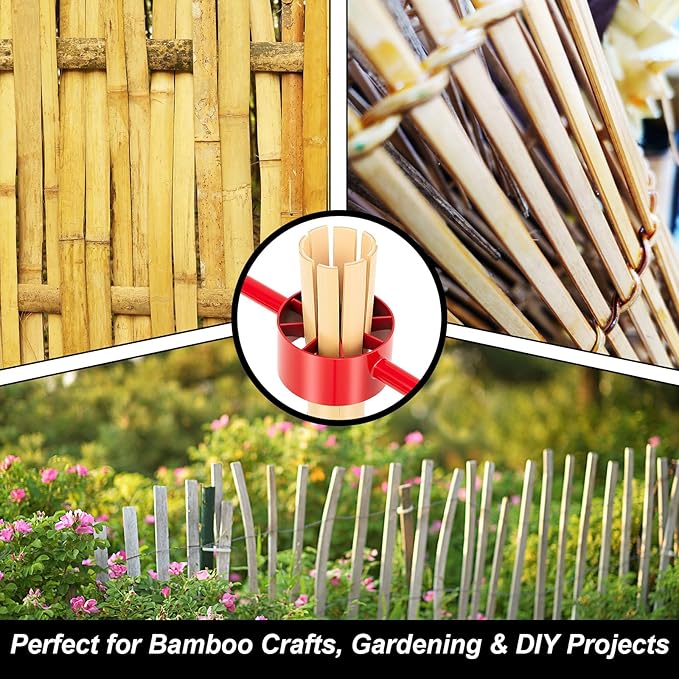 8 Cut Bamboo Splitter 5.5 Inch Bamboo Split Steel Manual Dividing Splitting Tool with Both Side Handle Blade for Farm Backyard Workplace, Easy to Use, Red