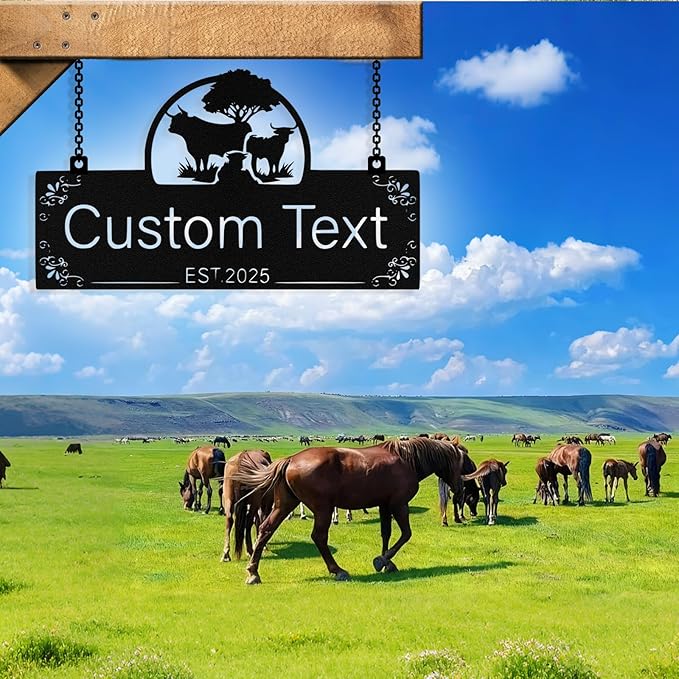 Personalized Metal Farm Sign, Custom Ranch Sign, Customized Cow Farm Metal Signs Outdoor, Custom Large Hanging Family Name Signs for Farms, Ranch, Barn, Farmhouse