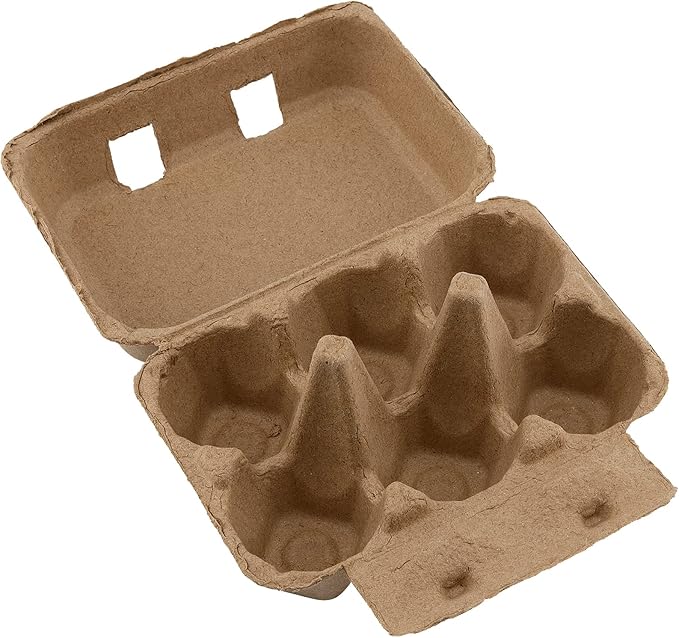 SOUJAP 50 Pack 6 Count Paper Pulp Egg Cartons, Half Dozen Egg Holder Cardboard Egg Cartons Storage Containers, 6 Egg Cartons Cheap Bulk for Storing up to 6 Small to Medium Chicken Eggs