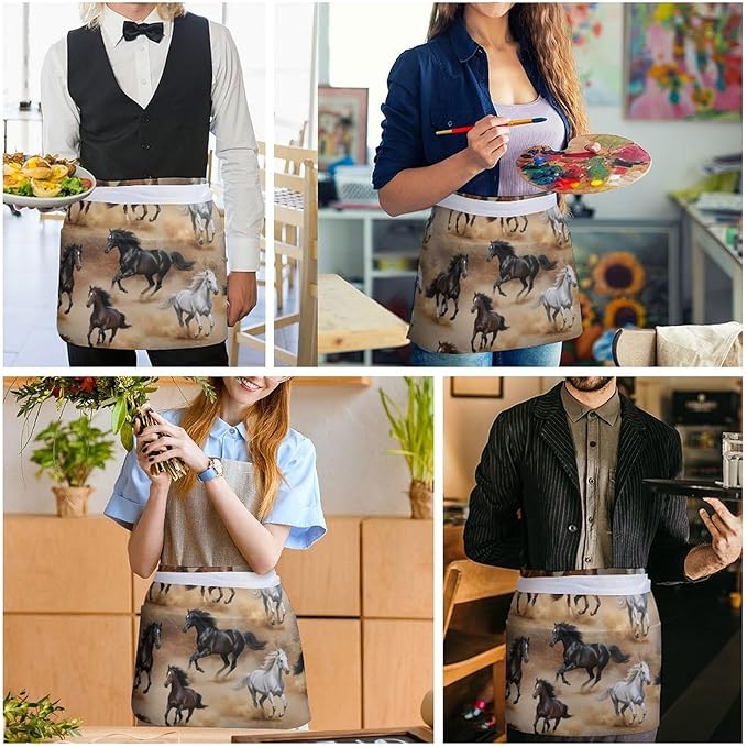Short 3 Pockets Waist Waiter Waitress Half Apron Waterproof Chef Aprons
