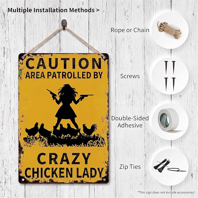 Metal Chicken Coop Sign, Funny Chicken Gifts, Tin Sign for Home Farm Chicken Coop Farmhouse Kitchen Garden Decor 8 X 12 Inch