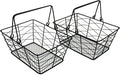 CVHOMEDECO. Metal Wire Fruit Baskets, Set of 2, Black, Rustic, Oval, Sturdy, Open Top, Powder Coated, Kitchen Hanging Baskets