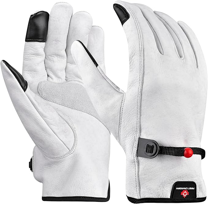 1 Pair Heavy Duty Leather Work Gloves for Men & Women – Touchscreen Use, Cowhide Construction & Yard Leather Gloves – Puncture Resistant Safety Gloves for Landscaping & Outdoor Use (XXL)