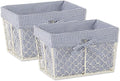 DII Farmhouse Chicken Wire Storage Baskets with Liner, Medium, Antique French Blue Gingham Check, 11x7.88x7", 2 Piece