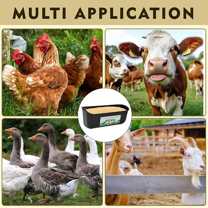 10 Pack Fence Feed Feeder 4.5 Quart Hanging Chicken Feeder Trough with Brush & Scoop Black Goat Hanging Fence Feeders Feeder with Hooks Screws & Zip Tie for Livestock Feeding Container Goats Supplies