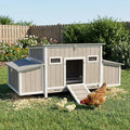 Chicken Coop Waterproof Asphalt Roof Predator-Proof Wooden Hen House for 2–4 Chickens Easy Clean Slide-Out Tray L-Shaped Metal Reinforced Outdoor Coop with Nesting Box Ramp & Ventilation