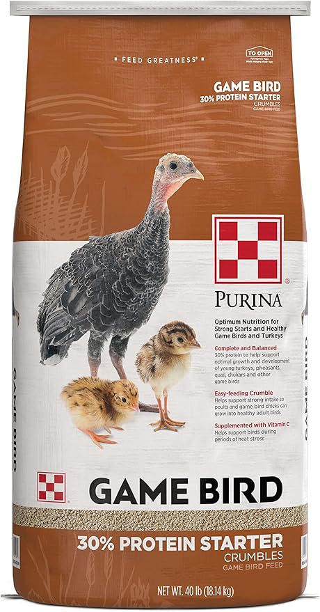 Purina® | Game Bird + Turkey 30% Protein Starter Feed | 40 Pound (40 lb.) Bag