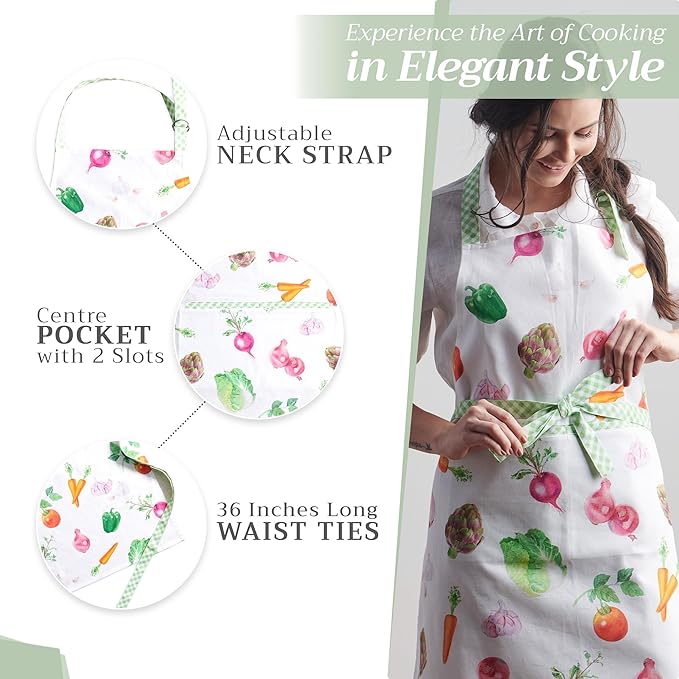Maison d' Hermine 100% Cotton Apron for women with Pocket Kitchen Chef Apron for Men Cooking Easter Decorations