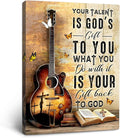 Christian Guitar Wall Art Inspirational Quotes Guitar Pictures Wall Decor Your Talent Is God'S Gift To You Framed Artwork Canvas Prints Music Room Decorations For Music Studio Bedroom 16"X20"