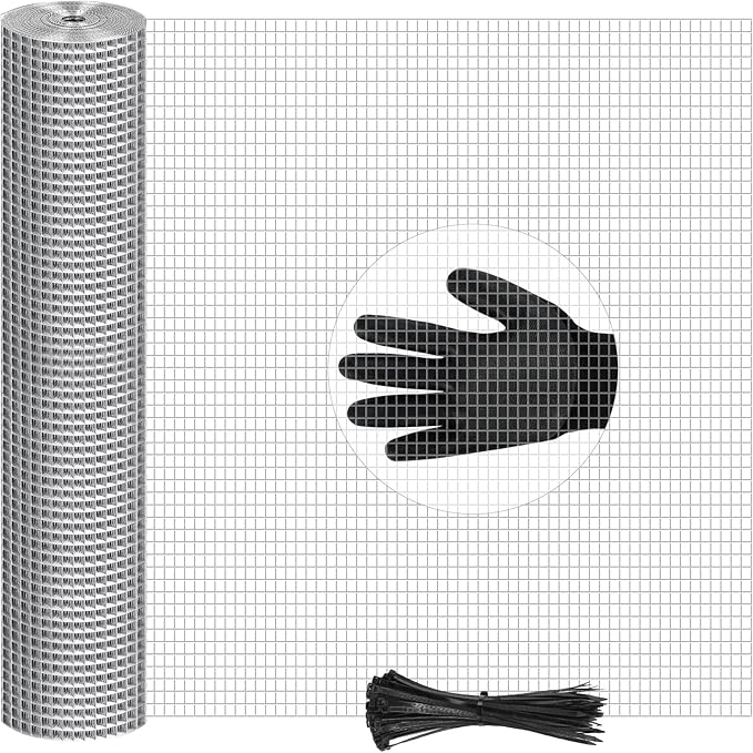 48in x 100ft Hardware Cloth Hot-Dip Galvanized Welded Wire Mesh - Heavy Duty 23 Gauge Chicken Wire Fencing for Garden, Chicken Coop, Rabbit Cage, Rodent & Predator Protection