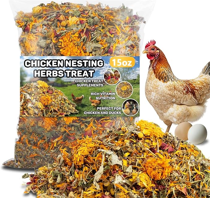 MAQIHAN 15oz Chicken Nesting Herbs - Dried Herbs for Laying Hens to Support Egg Production,Feather Quality,Daily Wellness,Natural Chicken Treats & Poultry Feed Botanical Mix for Coop