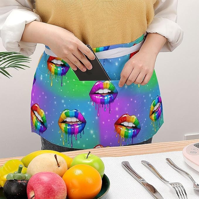 Unisex Half Waiter Waist Short Apron Waterproof Chef Works Waitress Aprons