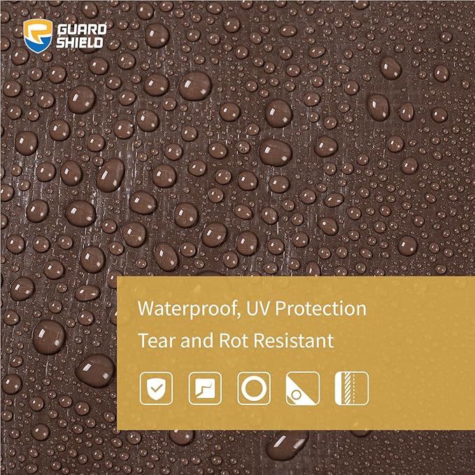 GUARD SHIELD Tarps Heavy Duty Waterproof 30x40 Feet Brown/Silver Poly Tarp Cover Outdoor Thick UV Resistant Tarpaulin with Grommets 10mil
