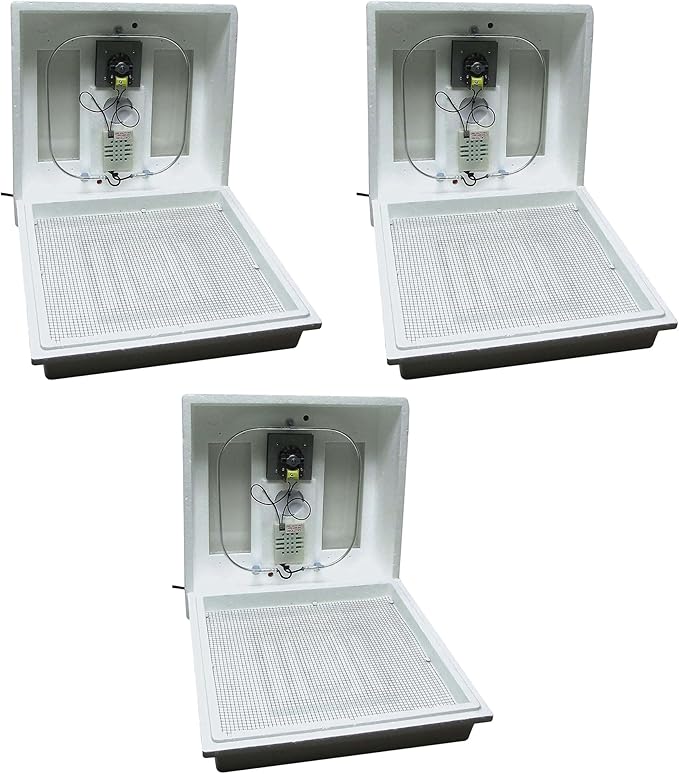 Farm Innovators 120 Volt 40 Watt Circulated Air Incubator for Up to 4 Eggs with Easy to Read Digital Display and Large Picture Window, White (3 Pack)