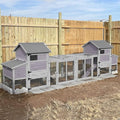 Chicken Coop with Two Houses and Run Double for 4-8 Chickens Wooden Chicken House Poultry Cage