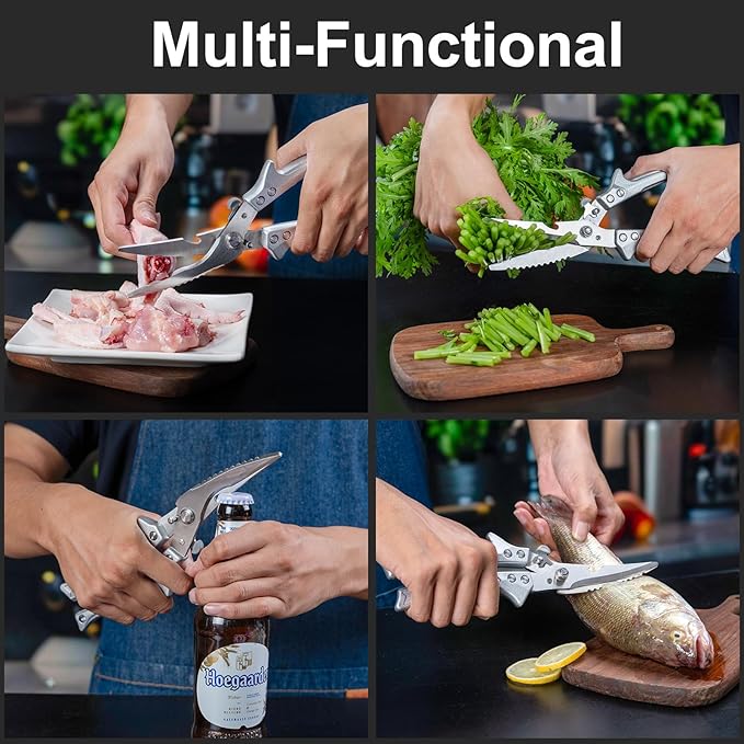 Kitchen Scissors for Food, Super Sharp Poultry Shears, Kitchen Shears Heavy Duty, Spring-loaded Multi-Purpose Scissors for Cooking, Butchering, and Cutting