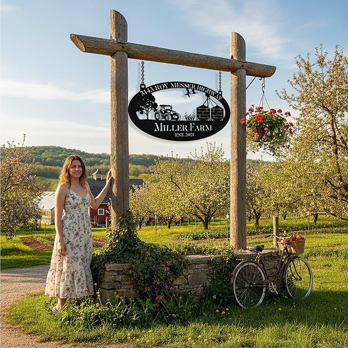 Personalized Metal Farm Signs, Custom Ranch Sign, Customized Farm Metal Signs Outdoor, Custom Large Hanging Family Name Sign for Farms, Ranch, Barn, Farmhouse