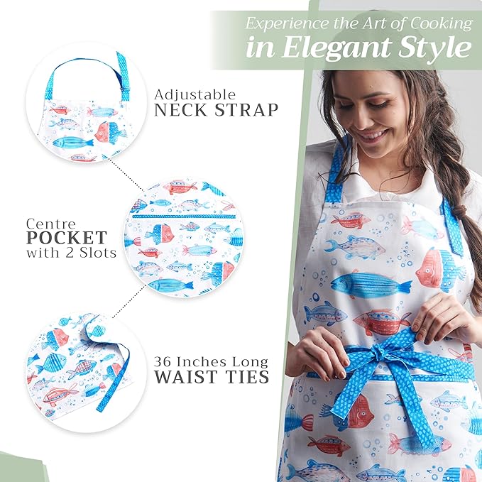 Maison d' Hermine 100% Cotton Apron for women with Pocket Kitchen Chef Apron for Men Cooking Easter Decorations