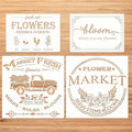 4 Pieces Flower Market Stencil Farmhouse Stencils Fresh Farm Stencil Flower Truck Reusable Stencil Templates DIY Chicken Country Home Decor Stencils for Painting on Wood Wall Furniture