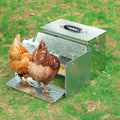 Yescom 26lbs Automatic Treadle Chicken Feeder Portable with Lock Rat Proof Weatherproof Galvanized Steel Trough Poultry Farm Tank 12L for 6-12 Chicken 10 Days
