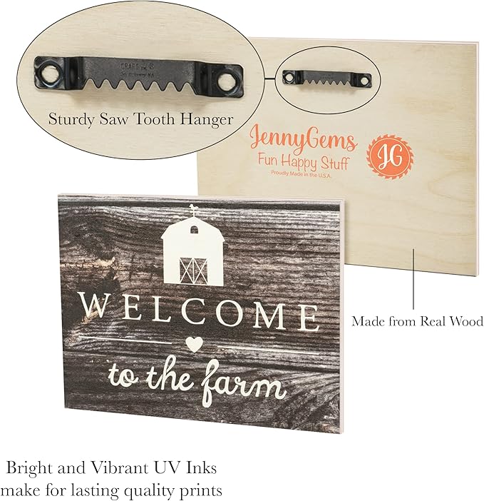 JennyGems Welcome To the Farm Wooden Sign, Barn Gifts, Rustic Farmhouse Decorations Wall Hanging, Gray Wash