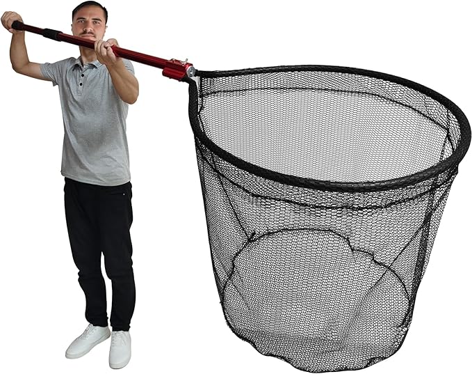 Fish Landing Net with Extendable Aluminum Telescoping Handle, Large Fishing Net for Steelhead,Catfish, Bass, Salmon, Flyfish,Trout, Flagfish, Tuna Fishing net Extend to 82 Inches - HeavyDuty