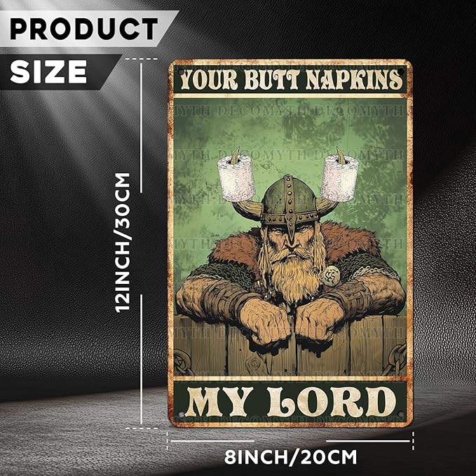 Vintage Tin Sign Your Butt Napkins My Lord Retro Wall Decor Decorations for Home Funny Poster Indoor Store Cafe Toilet Bathroom Restroom Bar Pubs Farmhouse Farm Shop Man cave 12 * 8inch