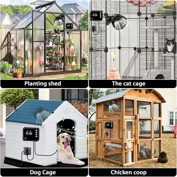 Grow Tent Fan - 360° Swivel Exhaust Fan, Adjustable Poultry Ventilator, Efficient Airflow Device | for Bathroom Kitchen Garage Greenhouse Dorm Shed Patio Chicken Coop Ventilation System