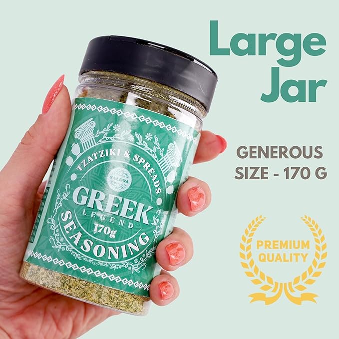 Greek Legend Tzatziki & Spreads Seasoning - Premium Greek Spice Mix - Perfect for Tzatziki, Spreads, and Sauces - Large Jar (170g)
